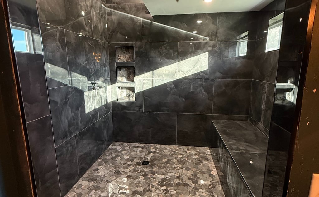 Custom tiled shower by Handywork Hero